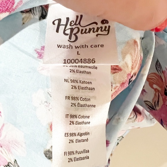 Hell Bunny Dress Vintage Inspired Tropical Floral Print Cap Sleeve Dress size L - Picture 9 of 12